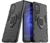 Voor Huawei Nova 8 5G PC + TPU schokbestendige beschermhoes met magnetische ringhouder (zwart)