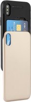 GOOSPERY voor iPhone X / XS TPU + PC Sky Slide Bumper beschermende achterkant van de behuizing met kaartsleuven (goud)