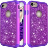 Glitter poeder contrast huid schokbestendig siliconen + pc beschermhoes voor iPhone 6 & 6s & 7 & 8 (paars)