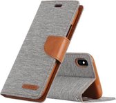 GOOSPERY CANVAS DAGBOEK Denim Texture Horizontale Flip Leren Case voor iPhone XS / X, met houder & kaartsleuven & portemonnee (grijs)