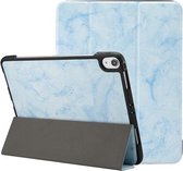 Marmeren structuurpatroon horizontale flip lederen hoes voor iPad Pro 11 inch (2018), met drie-vouwbare houder en pennenhouder en slaap- / wekfunctie (blauw)