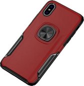 Schokbestendige magnetische autohoes met 360 graden gouden pantserring voor iPhone X / XS (rood)