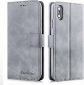 Voor iPhone X / XS Diaobaolee Pure Fresh Texture Horizontale Flip Leather Case, met houder & kaartsleuf & portemonnee & fotolijst (grijs)