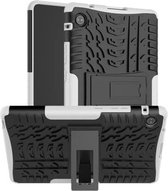 Voor Huawei MatePad T8 Bandentextuur Schokbestendig TPU + PC Beschermhoes met houder (wit)