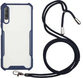 Voor Huawei Y9s acryl + kleur TPU schokbestendig hoesje met nekkoord (donkerblauw)