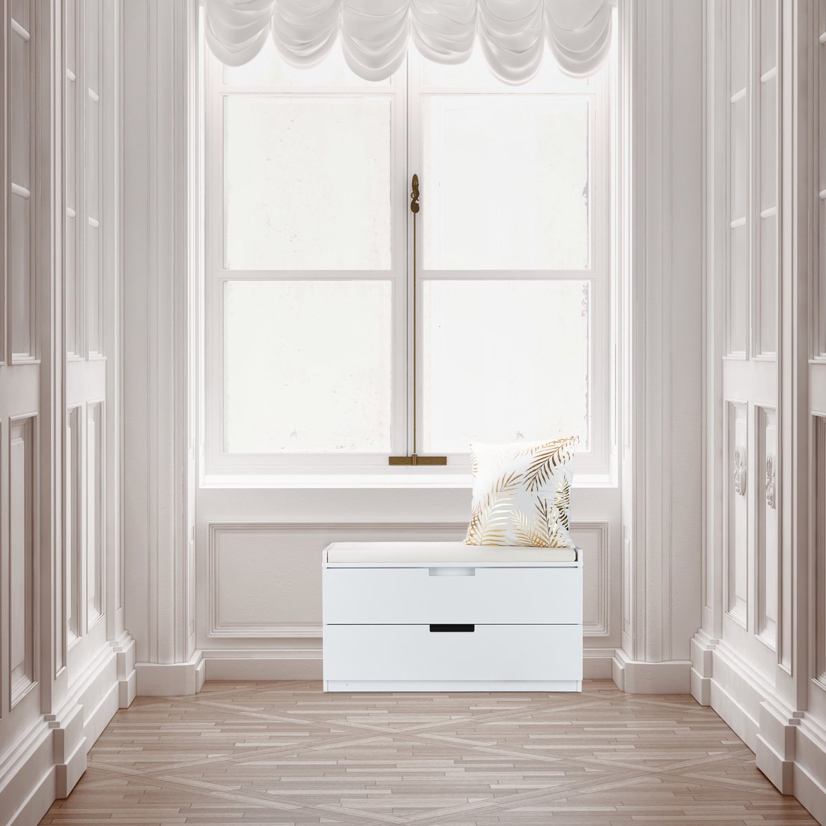 Bonlife Zitbank met opbergruimte, opvouwbare zitkist, opbergdoos, voetbank, liefde, voor slaapkamer, woonkamer, gang, grijs, 56x56x40 cm