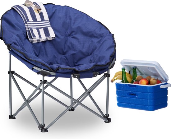 campingstoel moonchair tot 120 kg belastbaar - opvouwbaar - met tas - donkerblauw