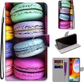 Voor LG Fluwelen Gekleurde Tekening Cross Textuur Horizontale Flip PU Lederen Case met Houder & Kaartsleuven & Portemonnee & Lanyard (Kleurrijke Taarten)