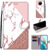 Voor Xiaomi Redmi Note 9 5G / Note 9T Gekleurde Tekening Cross Texture Horizontale Flip PU Leather Case met Houder & Kaartsleuven & Portemonnee & Lanyard (Pink Stone Texture)