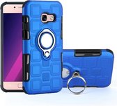 Voor Galaxy A3 (2017) 2 in 1 kubus pc + TPU beschermhoes met 360 graden draaien zilveren ringhouder (blauw)