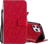 Geperst afdrukken Rotan bloempatroon Horizontale flip PU lederen tas met houder & kaartsleuven & portemonnee & fotolijst voor iPhone 12 Pro Max (rood)