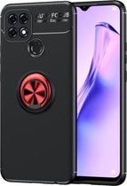 Voor OPPO A15s metalen ringhouder 360 graden roterende TPU-hoes (zwart rood)