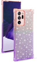 Voor Samsung Galaxy Note20 gradiënt glitter poeder schokbestendig TPU beschermhoes (oranje paars)
