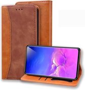 Voor Samsung Galaxy S10E Business Stitching Horizontale Flip lederen tas met dubbele vouw & beugel & kaartsleuven & fotolijst & portemonnee (bruin)