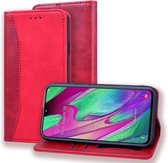 Voor Samsung Galaxy A40 Business Stitching Horizontale flip lederen tas met dubbele vouw & beugel & kaartsleuven & fotolijst & portemonnee (rood)