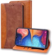 Voor Samsung Galaxy A70 / A70s Zakelijke stiksels Horizontale flip lederen tas met dubbel vouwen & beugel & kaartsleuven & fotolijst & portemonnee (bruin)