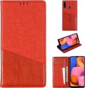 Voor Samsung Galaxy A20s MUXMA MX109 horizontale flip lederen tas met houder & kaartsleuf & portemonnee (rood)