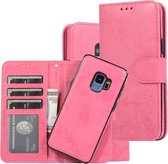 Voor Samsung Galaxy S9 Retro 2 in 1 Afneembare Magnetische Horizontale Flip TPU + PU Leren Case met Houder & Kaartsleuven & Fotolijst & Portemonnee (Roze)
