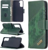 Voor Samsung Galaxy S21 + 5G Bijpassende kleur Krokodiltextuur Horizontale flip PU lederen tas met portemonnee & houder & kaartsleuven (groen)