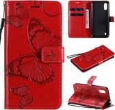 Voor Samsung Galaxy M01 3D vlinders reliëf patroon horizontaal flip lederen tas met houder & kaartsleuf & portemonnee (rood)