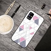 Voor Samsung Galaxy M51 Frosted Fashion Marble Shockproof TPU beschermhoes (wit roze driehoek)