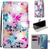 Voor Samsung Galaxy Note20 Gekleurde Tekening Cross Textuur Horizontale Flip PU Lederen Case met Houder & Kaartsleuven & Portemonnee & Lanyard (Gradient Kleurrijke Bloem)