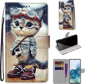 Voor Samsung Galaxy S20 + Gekleurde Tekening Cross Textuur Horizontale Flip PU Lederen Case met Houder & Kaartsleuven & Portemonnee & Lanyard (Leren Schoenen Kat)