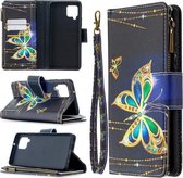 Voor Samsung Galaxy A42 5G Gekleurde Tekening Patroon Rits Horizontale Flip Lederen Case met Houder & Kaartsleuven & Portemonnee (Grote Vlinder)