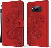 Voor Samsung Galaxy S8 + pauw reliëf patroon horizontale flip lederen tas met houder & kaartsleuven & portemonnee & lanyard (rood)