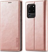 Voor Samsung Galaxy S20 Ultra LC.IMEEKE Sterk magnetisme Ultradunne horizontale flip schokbestendig Matte TPU + PU lederen hoes met houder & kaartsleuven & portemonnee (roségoud)