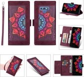 Voor Samsung Galaxy Note9 Afdrukken Tweekleurig Half Mandala-patroon Dubbelzijdige magnetische gesp Horizontale flip lederen tas met houder & kaartsleuven & portemonnee & fotolijst & lanyard 