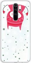 Voor Xiaomi Redmi Note 8 Pro Trendy schattig kerstpatroon doorzichtig TPU beschermhoes (ondersteboven sneeuwpop)
