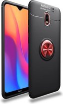 Voor Geschikt voor Xiaomi Redmi 8A Lenuo schokbestendige TPU beschermhoes met onzichtbare houder (zwart rood)