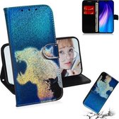 Voor Xiaomi Redmi Note 8 Gekleurd tekeningpatroon Kleurrijke magnetische gesp Horizontale flip PU lederen tas met houder & kaartsleuven & portemonnee & lanyard (kat en luipaard)