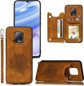 Voor Xiaomi Redmi 10X Pro 5G Mandala Reliëf PU + TPU Case met houder & kaartsleuven & fotolijst & riem (bruin)