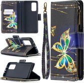 Voor Xiaomi Mi 10T / 10 Pro 5G Gekleurde Tekening Patroon Rits Horizontale Flip Leren Case met Houder & Kaartsleuven & Portemonnee (Grote Vlinder)
