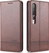 Voor Xiaomi Mi 10 5G / 10 Pro 5G AZNS Magnetische Kalfsstructuur Horizontale Flip Leren Case met Kaartsleuven & Houder & Portemonnee (Donkerbruin)
