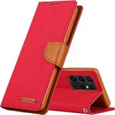 Voor Samsung Galaxy S21 Ultra 5G GOOSPERY CANVAS DAGBOEK Canvas Textuur Horizontale Flip PU Lederen Case met Houder & Kaartsleuven & Portemonnee (Rood)