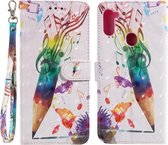 Voor Samsung Galaxy A11 / M11 3D Schilderen Patroon Gekleurde Tekening Horizontale Flip PU Lederen Case met Houder & Kaartsleuven & Portemonnee (Muziek Pen)