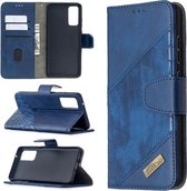 Voor Samsung Galaxy S20 FE 5G / S20 Lite Bijpassende kleur Krokodiltextuur Horizontale flip PU lederen tas met portemonnee & houder & kaartsleuven (blauw)