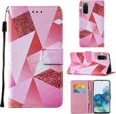 Voor Samsung Galaxy S20 Cross Textuur Schilderen Patroon Horizontale Flip Leren Case met Houder & Kaartsleuven & Portemonnee & Lanyard (Roze Ruit)