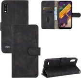 Voor LG K22 Effen Kleur Huid Voel Magnetische Gesp Horizontale Flip Kalf Textuur PU Lederen Case met Houder & Kaartsleuven & Portemonnee (Zwart)