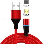 2 in 1 3A USB naar Micro USB + USB-C / Type-C Snel opladen + 480 Mbps Datatransmissie Mobiele telefoon Magnetische zuigkracht Snel opladen Datakabel, kabellengte: 2 m (rood)