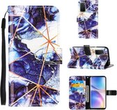 Voor OnePlus 9 Marble Stitching Horizontale Flip PU lederen hoes met houder & kaartsleuven & portemonnee & lanyard (marineblauw)