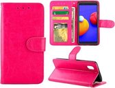 Voor Galaxy A01 Core / M01 Core Crazy Horse Textuur Lederen Horizontale Flip Beschermhoes met Houder & Kaartsleuven & Portemonnee & Fotolijst (Magenta)