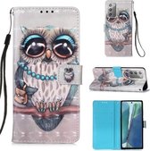 Voor Samsung Galaxy Note20 3D Schilderen Horizontale Flip Leren Case met Houder & Kaartsleuf & Portemonnee & Lanyard (Uil)