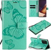 Voor Samsung Galaxy Note20 Ultra 3D vlinders reliëf patroon horizontale flip lederen tas met houder & kaartsleuf & portemonnee (groen)