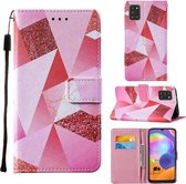 Voor Samsung Galaxy A31 Cross Textuur Schilderen Patroon Horizontale Flip Leren Case met Houder & Kaartsleuven & Portemonnee & Lanyard (Roze Ruit)