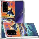 Voor Samsung Galaxy Note20 Ultra Painted Pattern TPU beschermhoes (Sunset Dolphin)