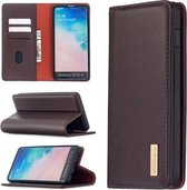 Voor Samsung Galaxy S10 + 2 in 1 afneembare magnetische horizontale flip lederen tas met houder & kaartsleuven & portemonnee (donkerbruin)